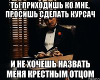 Ты приходишь ко мне, просишь сделать курсач и не хочешь назвать меня Крестным Отцом