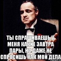 ты спрашиваешь у меня какие завтра пары, но даже не спросишь как мои дела