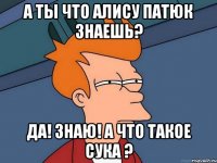 а ты что Алису Патюк знаешь? Да! Знаю! А что такое сука ?