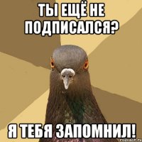 Ты ещё не подписался? Я тебя запомнил!