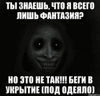 Ты знаешь, что я всего лишь фантазия? Но это не так!!! беги в укрытие (под одеяло)