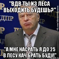 "Вдв ты из леса выходить будешь?" "А мне насрать я до 25 в лесу кач брать буду!"