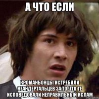 а что если кроманьонцы истребили неандертальцев за то что те исповедовали неправильный ислам