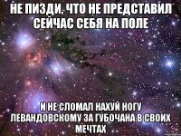 не пизди, что не представил сейчас себя на поле и не сломал нахуй ногу левандовскому за губочана в своих мечтах