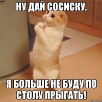 Ну дай сосиску, я больше не буду по столу прыгать!