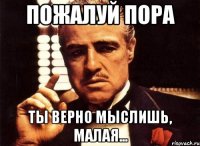 пожалуй пора ты верно мыслишь, малая...