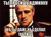 ты просишь админку но ты даже не сделал таблицу