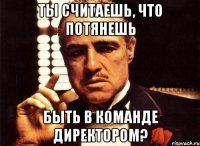 ты считаешь, что потянешь быть в команде директором?