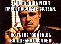 ты просишь меня проголосовать за тебя, но ты не говоришь волшебного слова