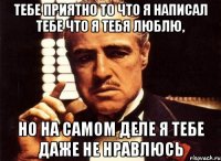 Тебе приятно то что я написал тебе что я тебя люблю, Но на самом деле я тебе даже не нравлюсь