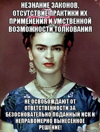 Незнание законов, отсутствие практики их применения и умственной возможности толкования не освобождают от ответственности за безосновательно поданный иск и неправомерно вынесенное решение!