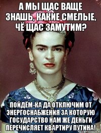 А мы щас ваще знашь, какие смелые, чё щас замутим? Пойдём-ка да отключим от энергоснабжения за которую государство нам же деньги перечисляет квартиру Путина!
