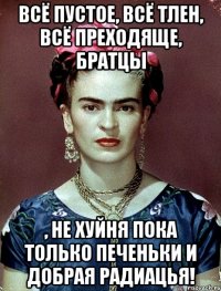 Всё пустое, всё тлен, всё преходяще, братцы , не хуйня пока только печеньки и добрая радиацья!