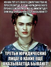 Ну как тут от своего дилетанства не прослезитца, а от их юридического профессионализьма не умилитца?! Они жш знашь как себя называют? Третьи юридические лица! О какие ещё оказываетца бывают!