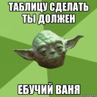 таблицу сделать ты должен ебучий ваня