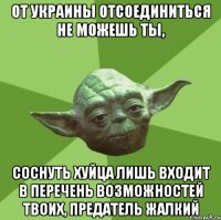 От Украины отсоединиться не можешь ты, соснуть хуйца лишь входит в перечень возможностей твоих, предатель жалкий