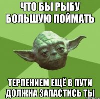 что бы рыбу большую поймать терпением ещё в пути должна запастись ты