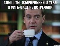 Слыш ты, жырненький, я тебя в Усть-Орде не встречал? 