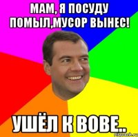 Мам, я посуду помыл,мусор вынес! Ушёл к Вове..