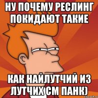 НУ ПОЧЕМУ РЕСЛИНГ ПОКИДАЮТ ТАКИЕ КАК НАЙЛУТЧИЙ ИЗ ЛУТЧИХ СМ ПАНК)