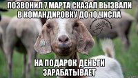 позвонил 7 марта сказал вызвали в командировку до 10 числа на подарок деньги зарабатывает