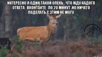 Интересно я один такой олень , что жду кадого ответа `вконтакте` по 20 минут ,но ничего поделать с этим не могу 