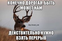 конечно дорогая, быть может нам действительно нужно взять перерыв