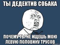 Ты дедектив собака почему ты не ищешь мою левую половину трусов