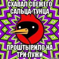 Схавал свежего сальца-тунца Проштырило на три лужи