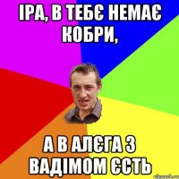 іра, в тебє немає кобри, а в алєга з вадімом єсть