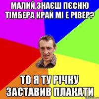 Малий,знаєш пєсню Тімбера край мі е рівер? То я ту річку заставив плакати