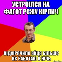 Устроілся на Фагот рєжу кірпич Відхірячило яйця більшє нє работаю в нічь