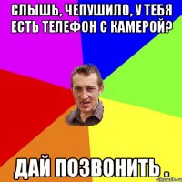 Слышь, Чепушило, у тебя есть телефон с камерой? Дай позвонить .