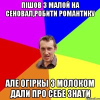 Пiшов з малой на сеновал,робити романтику Але огiркы з молоком дали про себе знати