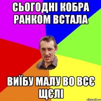 Сьогодні кобра ранком встала Виїбу малу во всє щєлі