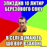 зпиздив 10 литир березового соку в селі думають шо вор взаконі