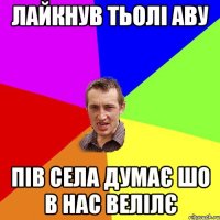 Лайкнув тьолі аву Пів села думає шо в нас велілє