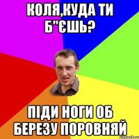 Коля,куда ти б"єшь? піди ноги об березу поровняй