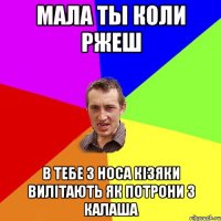 мала ты коли ржеш в тебе з носа кізяки вилітають як потрони з калаша