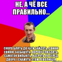 не, а чё все правильно... скоро блять до хати зайдуть..свиню свиню заебашуть, корову спиздять, самогон випьють, насруть по серед двора 1 скажуть этож революц1я