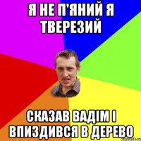 я не п'яний я тверезий сказав Вадім і впиздився в дерево