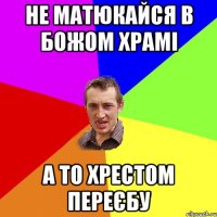 не матюкайся в божом храмі а то хрестом переєбу