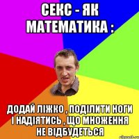 Секс - як математика : додай ліжко , поділити ноги і надіятись , що множення не відбудеться