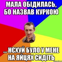 Мала обідилась, бо назвав куркою ... нєхуй було у мене на яйцях сидіть