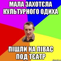 мала захотєла культурного одиха пішли на півас под тєатр