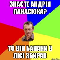 Знаєте Андрія Панасюка? то він банани в лісі збирав