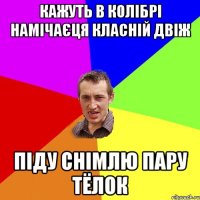 кажуть в КОЛІБРІ намічаєця класній двіж піду снімлю пару тёлок