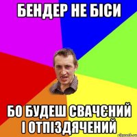 бендер не біси бо будеш свачєний і отпіздячений