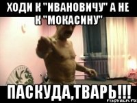 Ходи к "Ивановичу" а не к "Мокасину" ПАСКУДА,ТВАРЬ!!!