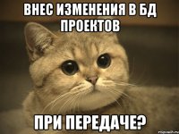 Внес изменения в БД проектов При передаче?